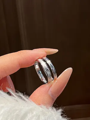 Diagonal Textured 925 Sterling Silver Couple Ring Set